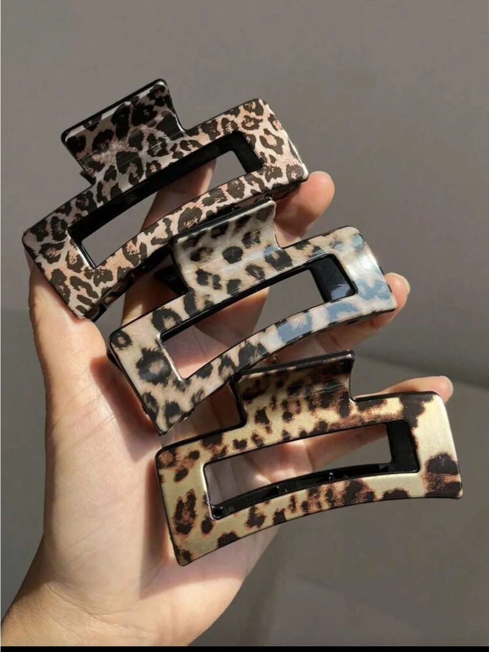 Leopard Print Rectangle Hair Claw Clip - Multicolor